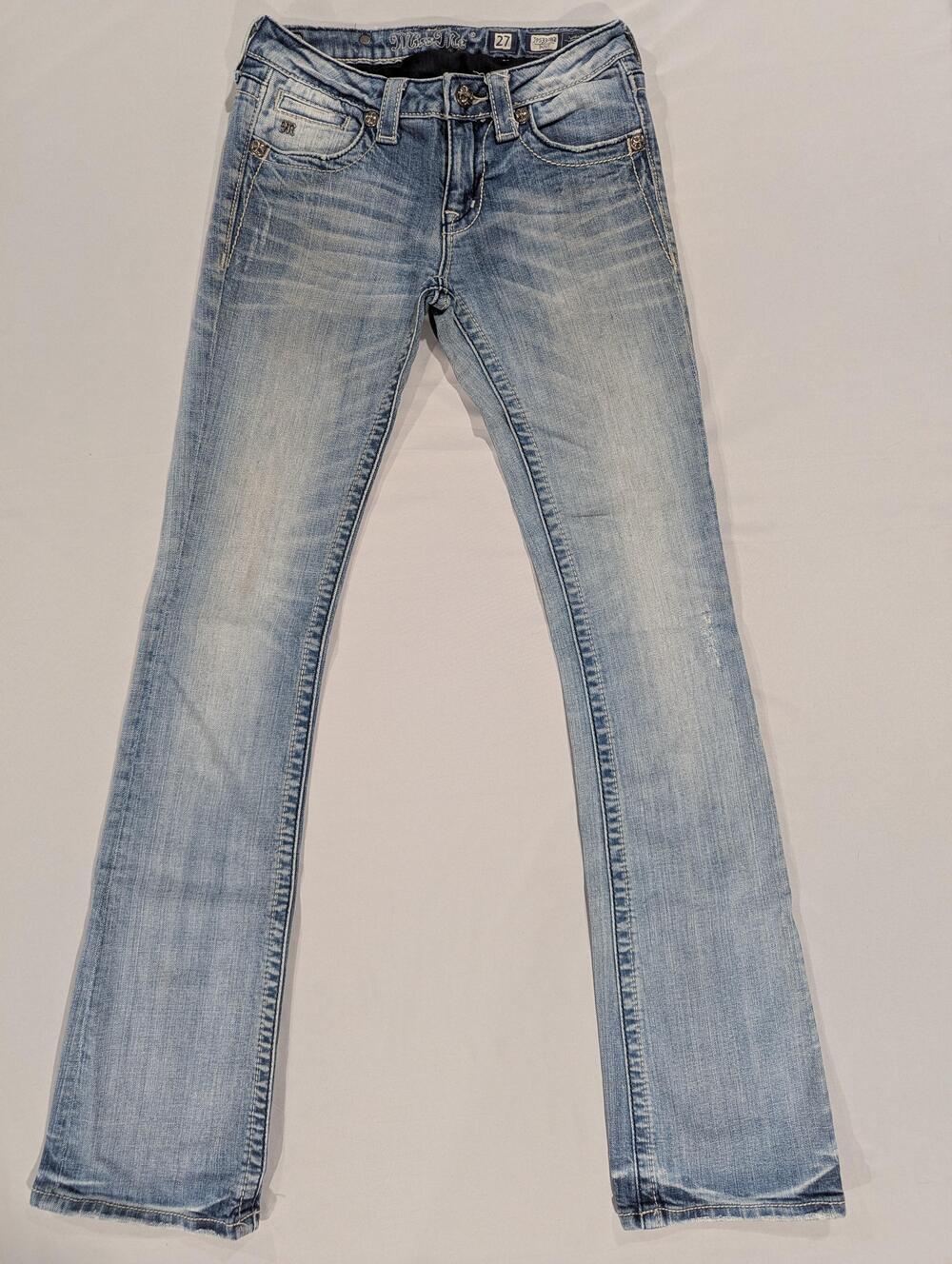 Miss Me Jeans Womens 27 Blue Wash Low Rise Bootcut Stretch Rhinestone Denim